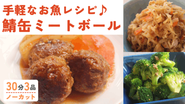 【動画】鯖缶ミートボール・メープル風味の切り干し大根・ブロッコリーの胡麻和え