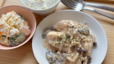 鶏ささみのクリーム煮